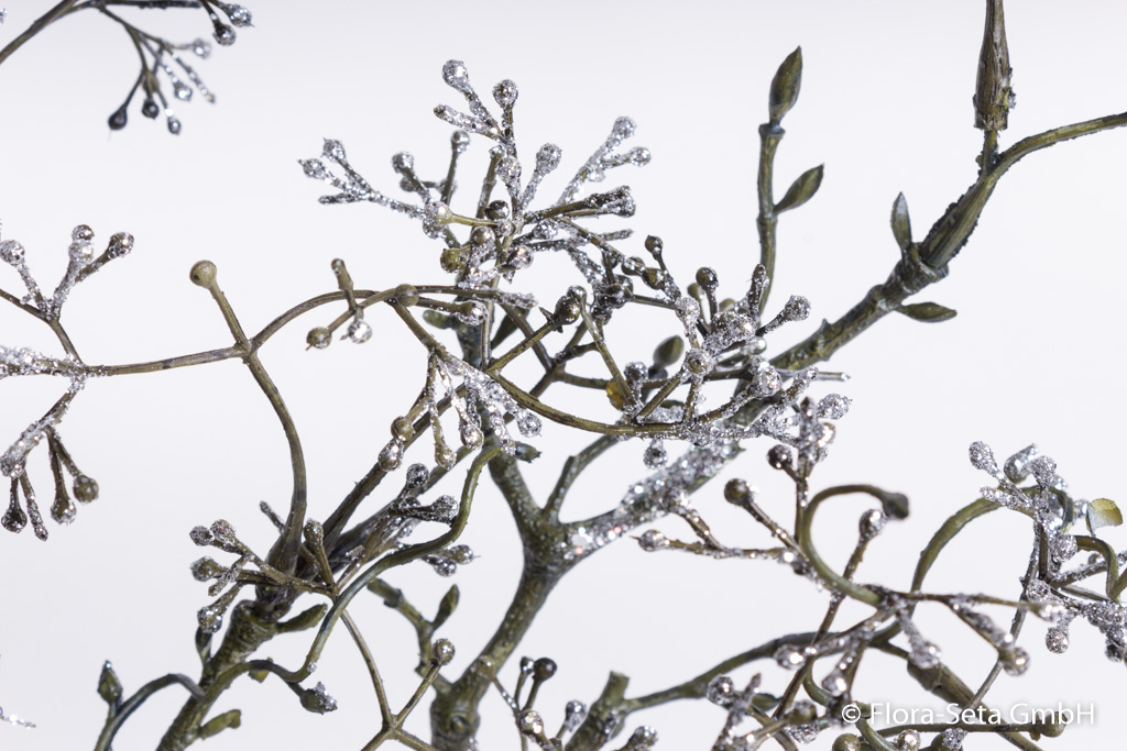 Deko-Zweig mit silbernem Glitzer Farbe: braun