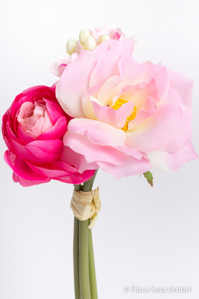 Frühlingsblumenbündel mit 3 Blüten Farbe: rosa-pink