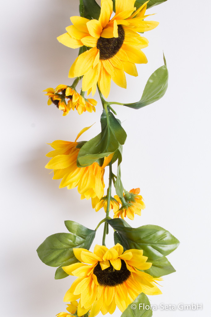 Sonnenblumengirlande mit 15 großen Blüten und 48 kleinen Blüten