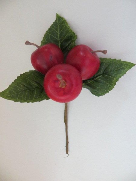 Apfelpick mit 3 Äpfeln und 3 Blättern Farbe:rot-dunkelrot