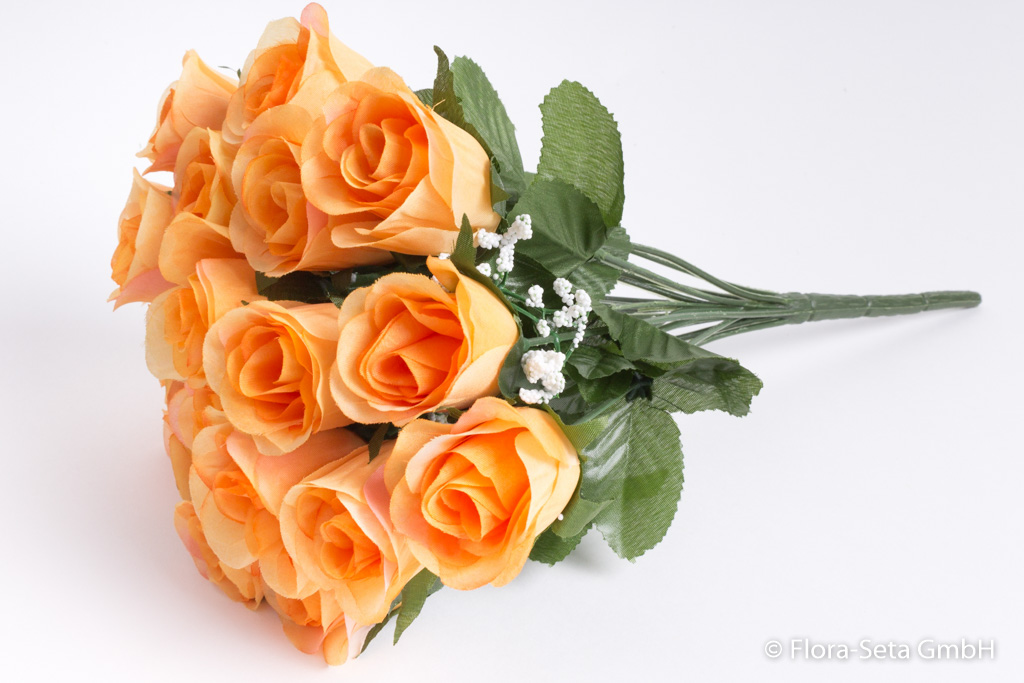 Rosenstrauß mit Schleierkraut und 18 Blüten Farbe: orange