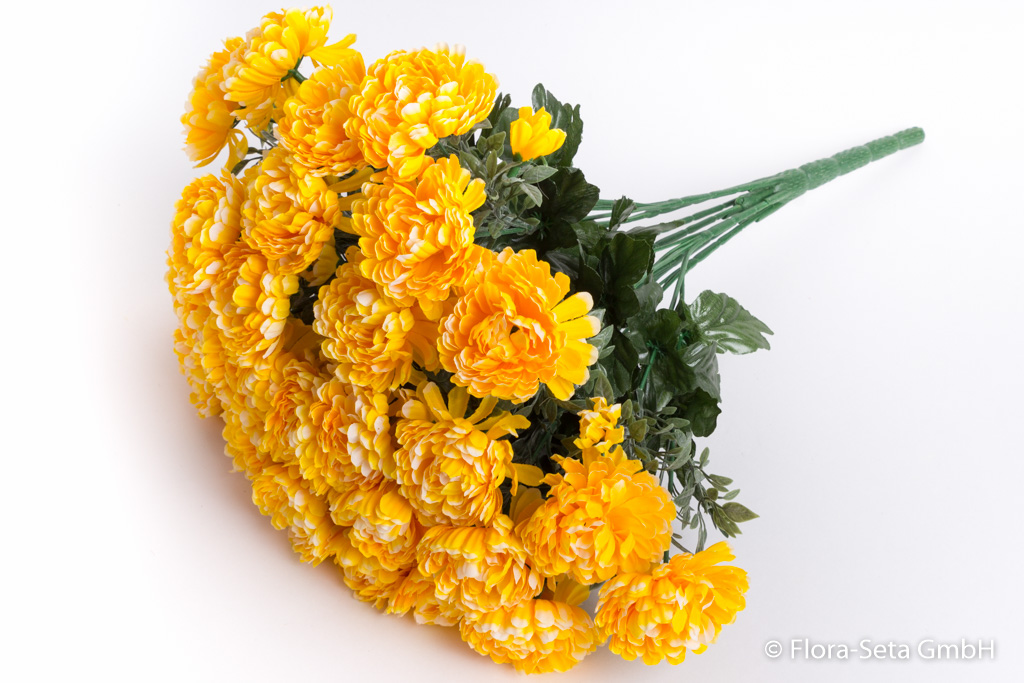 Chrysanthemenstrauß mit 7 Stielen, 28 großen Blüten Farbe: gelb