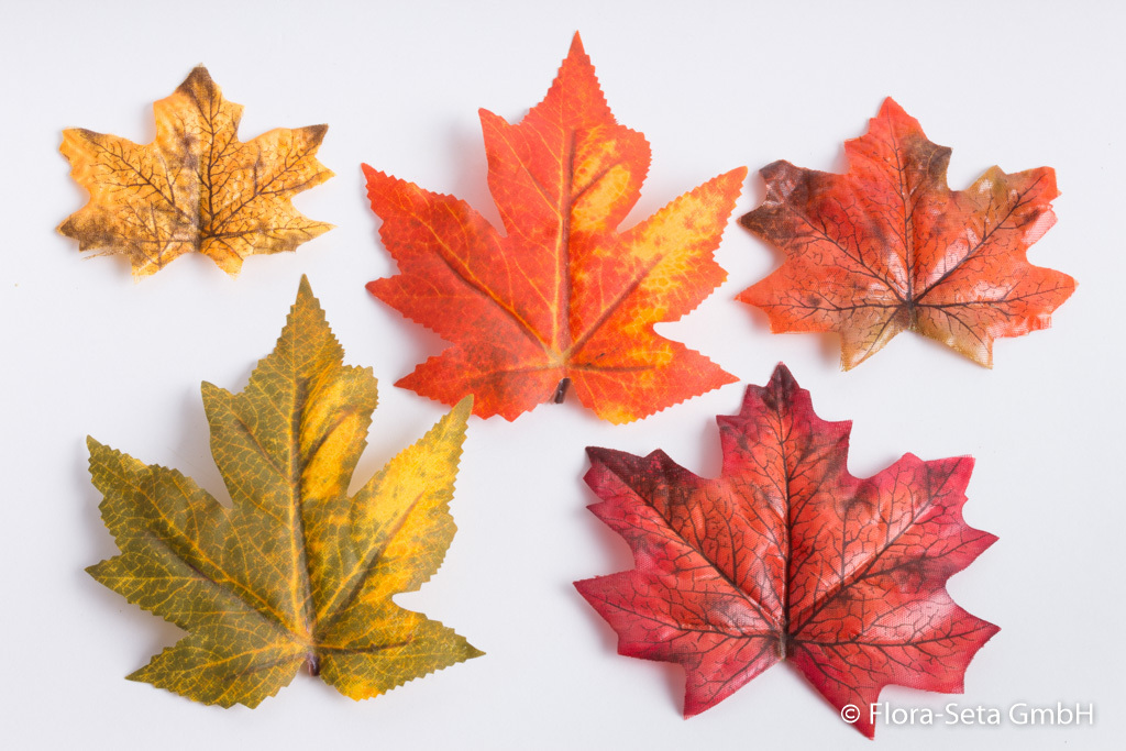 Herbstlaubblätter 20 Stück im Cellophanbeutel Farbe: orange-gelb-braun-grün