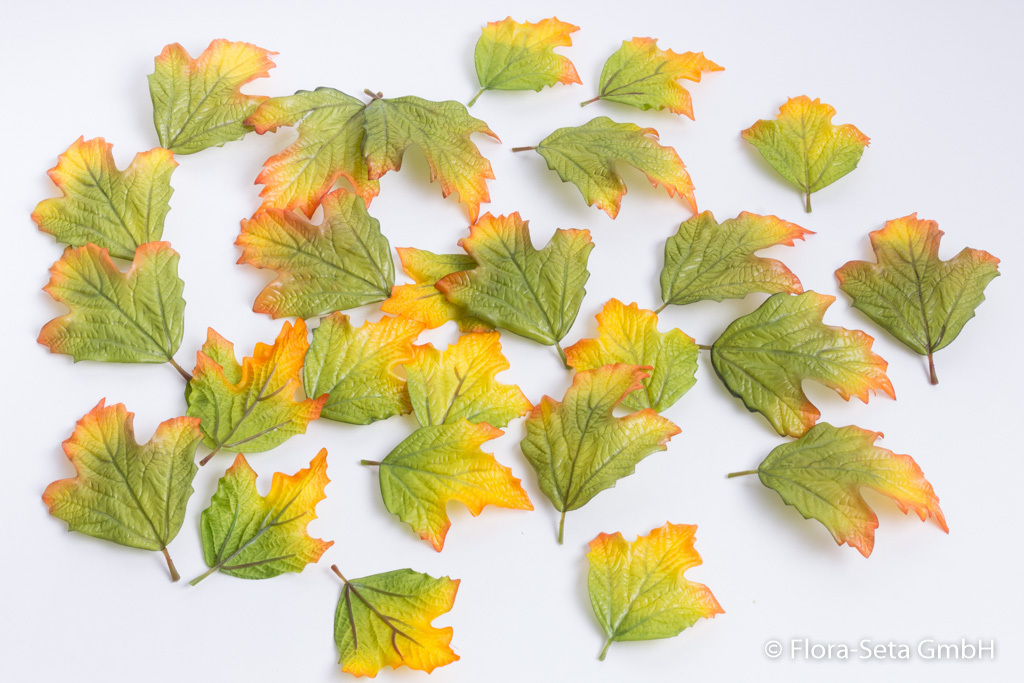 Herbstblätter 27 Stück in Klarsichtpackung Farbe: grün-gelb-orange