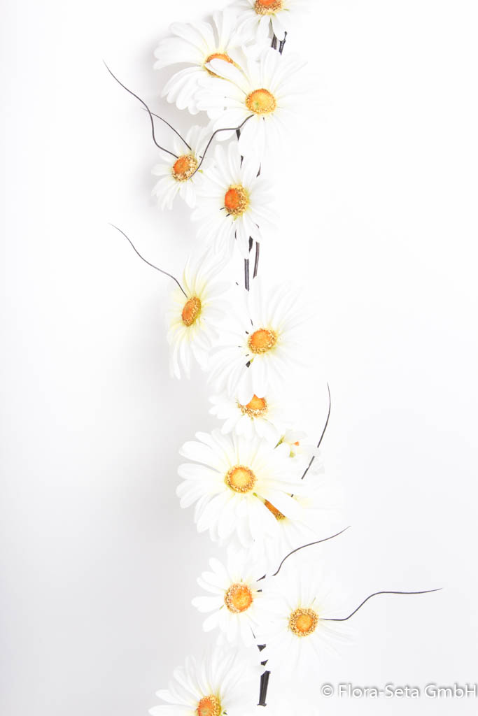 Margeritengirlande kurz mit ca. 23 Blüten Farbe: creme-weiß