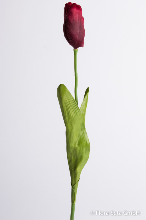 Tulpe mit 2 Blättern Farbe:dunkelrot