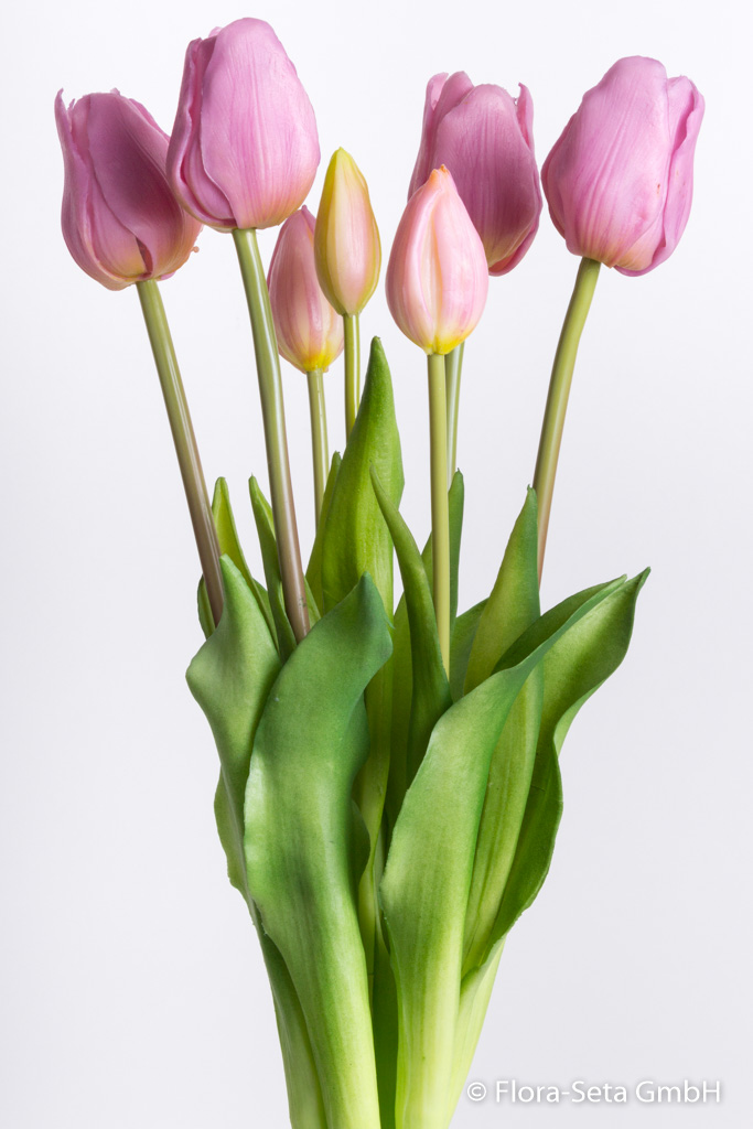 Tulpenbündel mit 4 Tulpen und 3 Tulpenknospen Farbe: mauve "real touch"