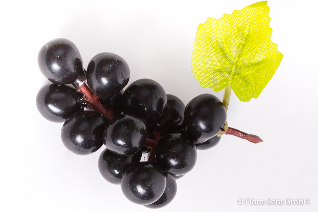 Mini Weintraube mit 16 Beeren und 1 Blatt Farbe: schwarz