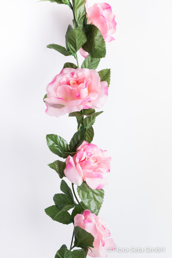 Rosengirlande mit 13 Rosen Farbe: pink