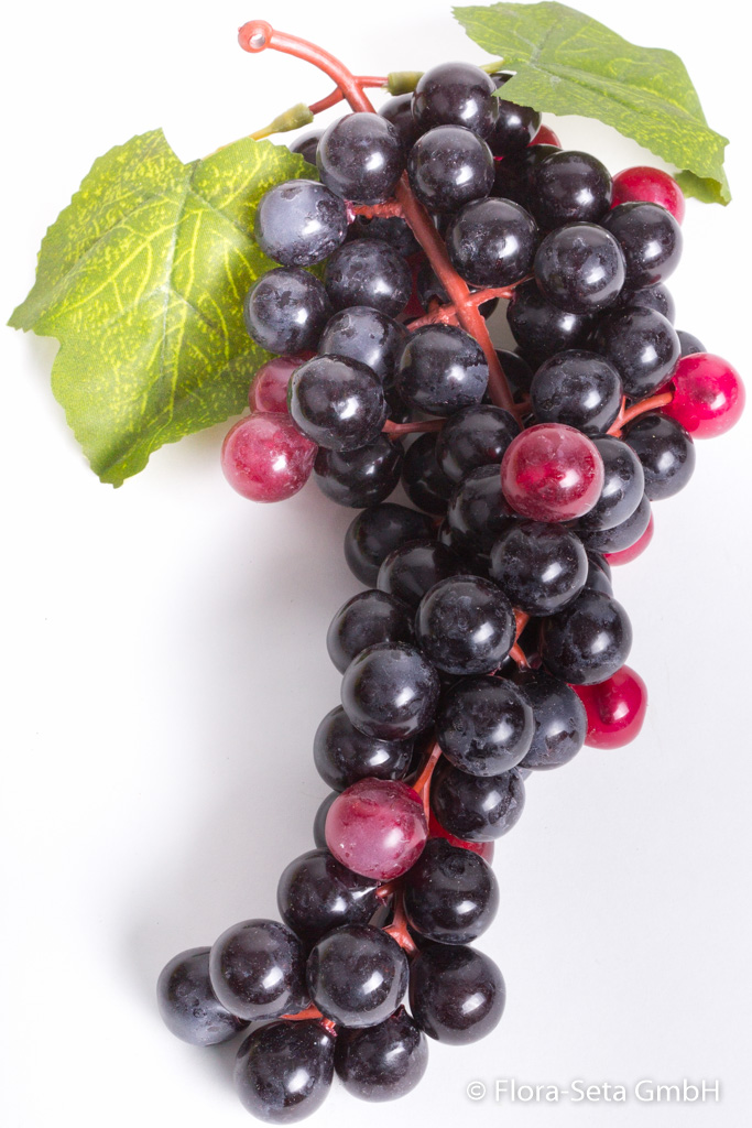 Weintraube groß mit 85 Beeren und 2 Blättern Farbe: schwarz