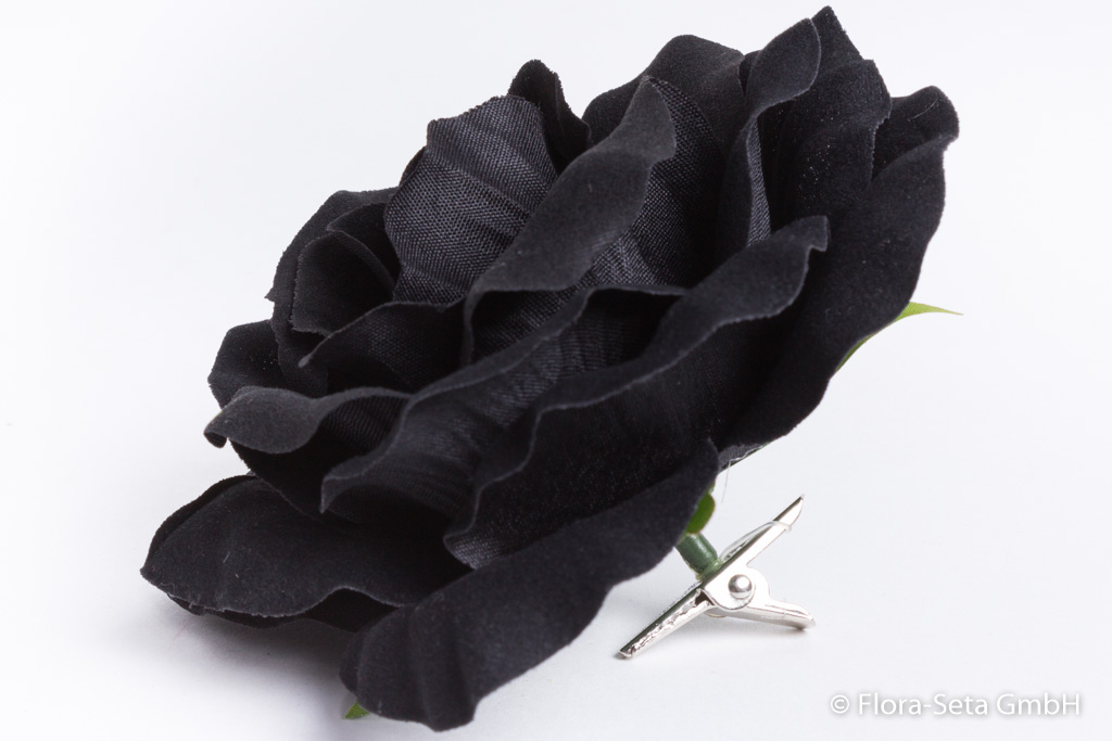 Samt-Rosenkopf mit Clip Farbe: schwarz