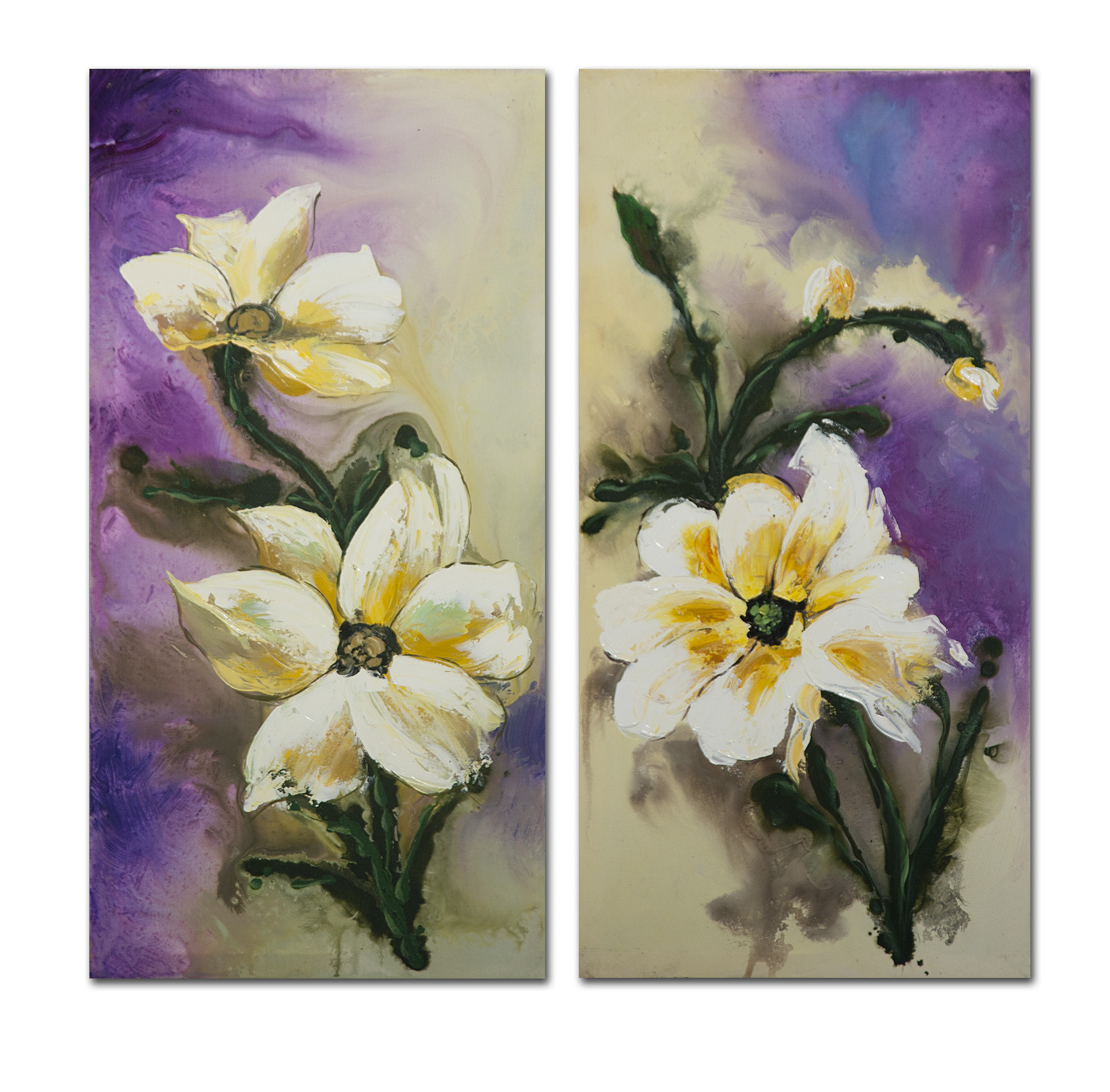 Blumen - Ölbild auf Leinwand 70 x 35 cm (nur im 2er-Set lieferbar)