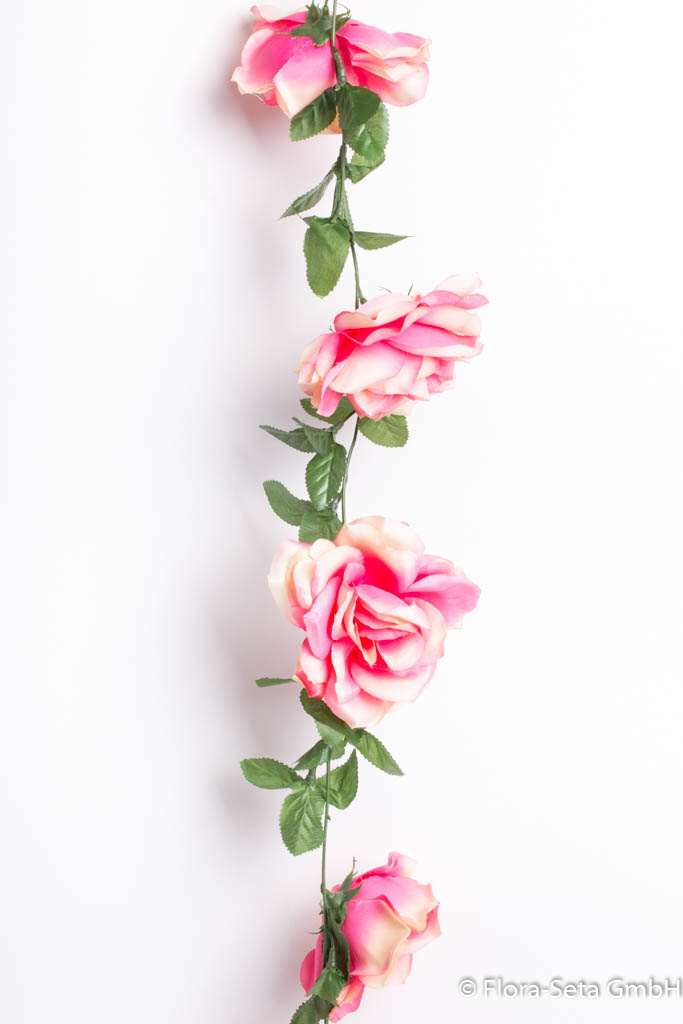 Rosengirlande mit 11 Rosen Farbe: pink-creme