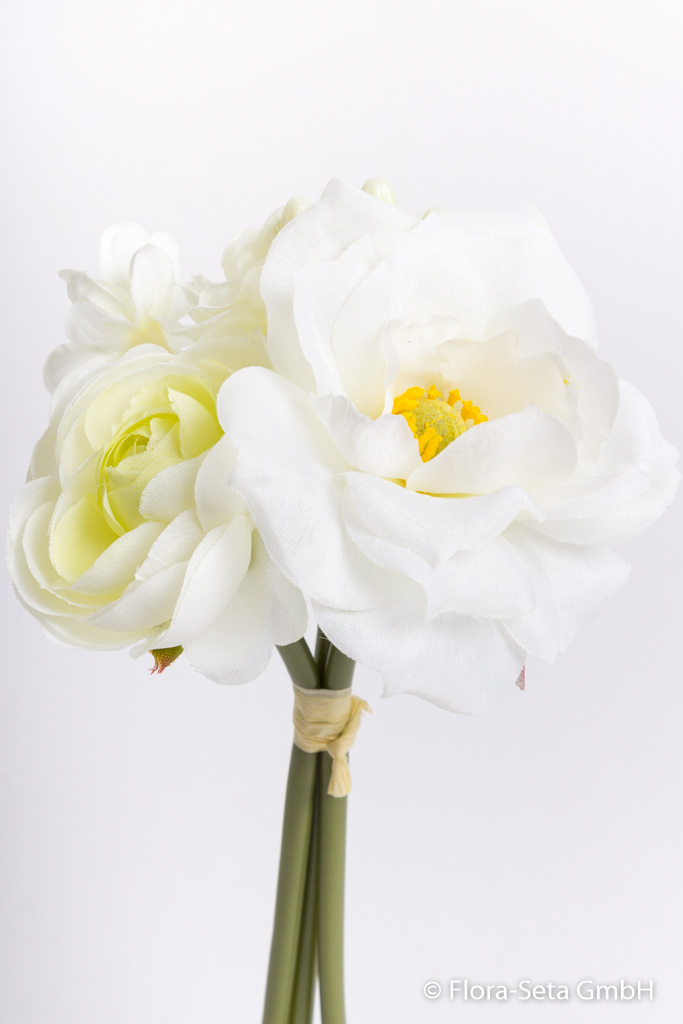 Frühlingsblumenbündel mit 3 Blüten Farbe: creme-weiß