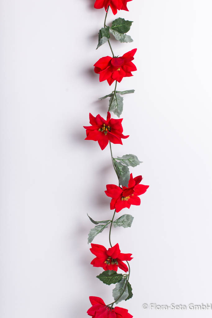 Poinsettiengirlande mit 12 Blüten Farbe: rot