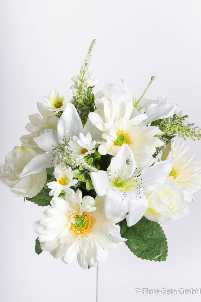Rosen-Gerbera-Lilien-Strauß, Höhe ca. 33 cm Farbe: creme-weiß