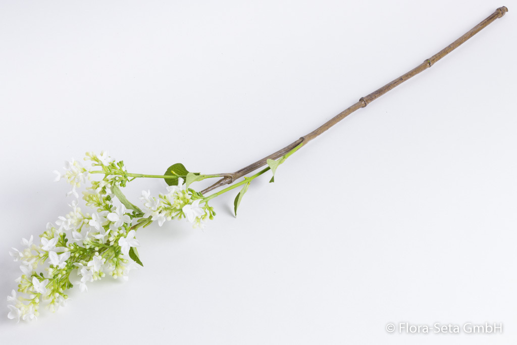Fliederzweig mit 3 Blüten und 4 Blättern Farbe: creme-weiß