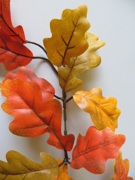 Eichenlaubzweig herbstlich mit 3 Stielen Farbe:orange-braun-rot
