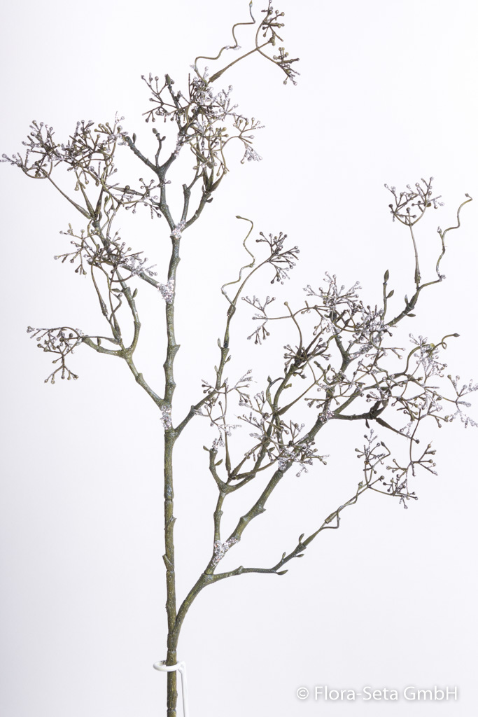 Deko-Zweig mit silbernem Glitzer Farbe: braun