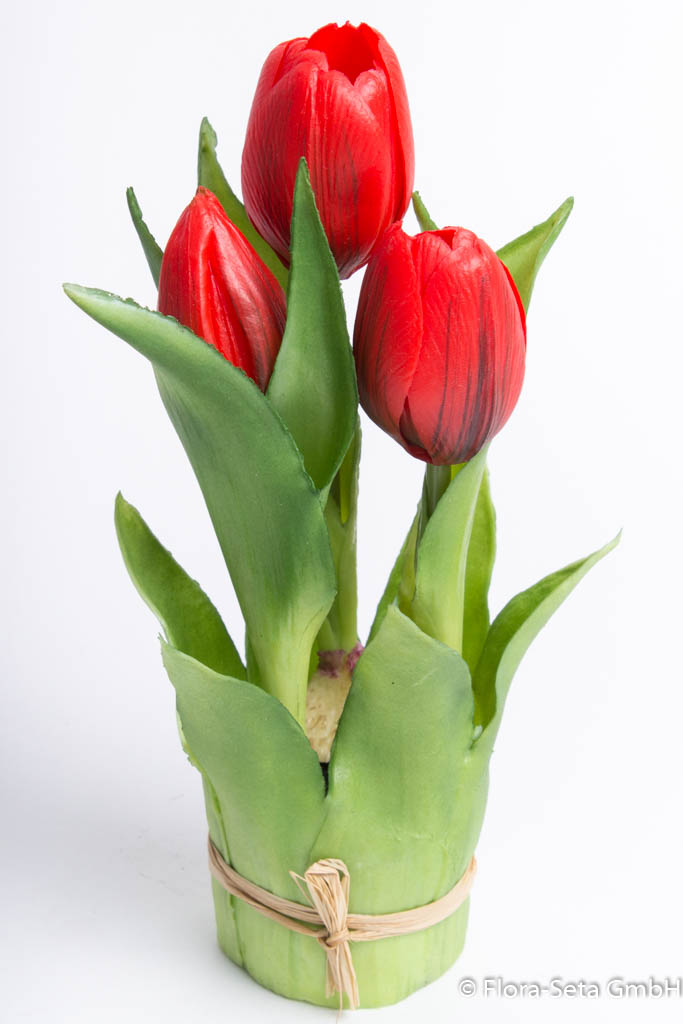 Steh-Tulpe Sally mit 2 Tulpen und 1 Tulpenknospe Farbe: rot "real Touch"