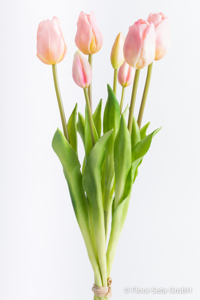 Tulpenbündel mit 4 Tulpen und 3 Tulpenknospen Farbe: rosa "real touch"