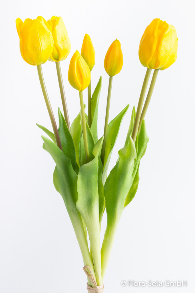 Tulpenbündel mit 4 Tulpen und 3 Tulpenknospen Farbe: gelb "real touch"