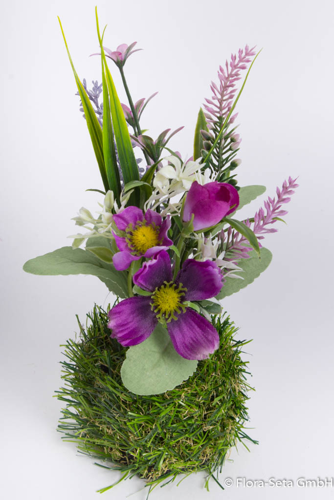 Cosmea-Frühlingsblumenpick im Grassockel, Farbe: lila
