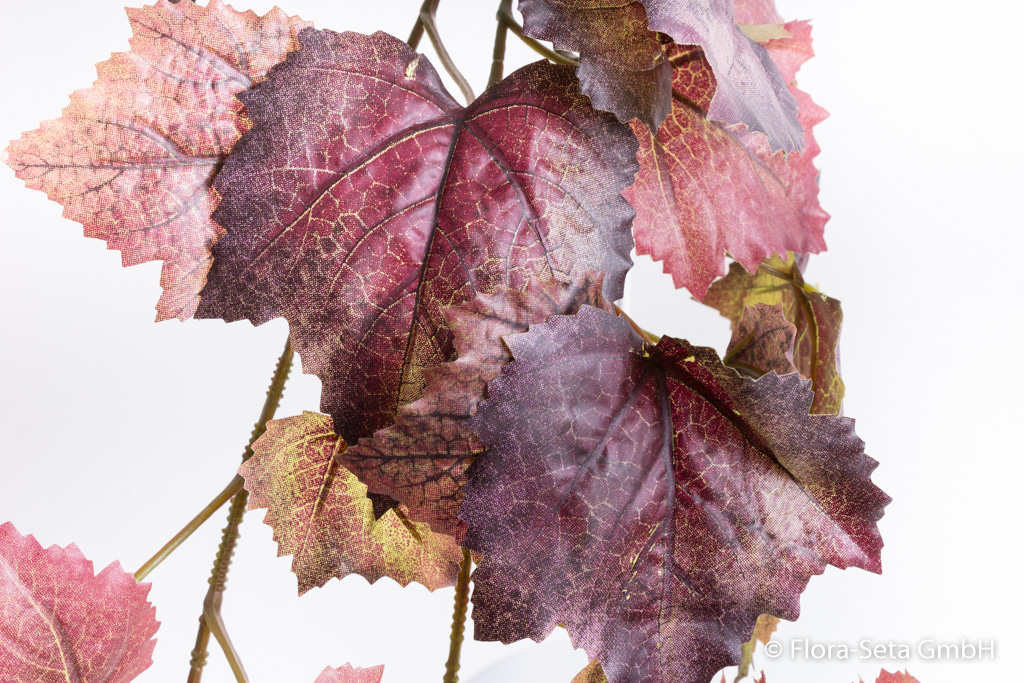 Weinlaubhängeast mit 3 Stielen Farbe: burgund-braun-grün