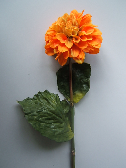 Dahlie mit 2 Blättern Farbe:orange