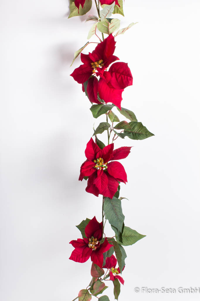 Poinsettiengirlande mit 7 Blüten Farbe:rot-dunkelrot