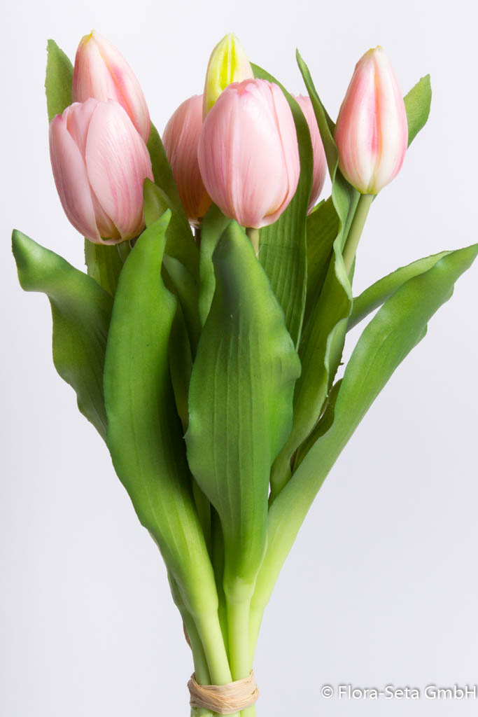 Tulpenbündel Sally mit 4 Tulpen und 3 Tulpenknospen Farbe: pink "real Touch"
