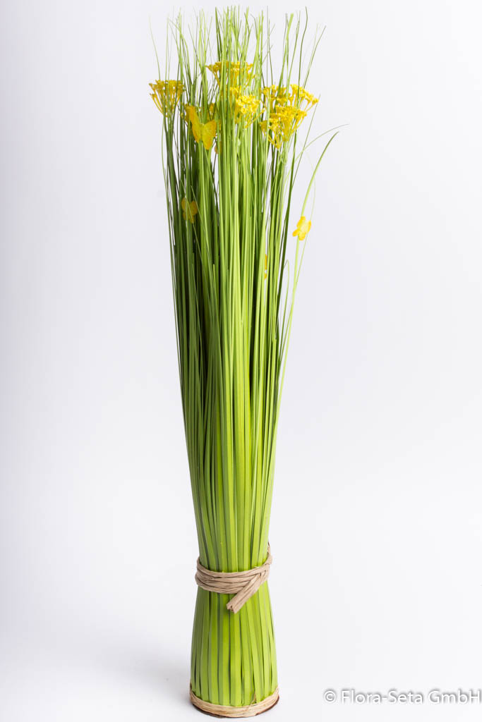 Grasarrangement selbststehend mit Blüten und Schmetterlingen, Höhe ca. 69 cm, Farbe: gelb
