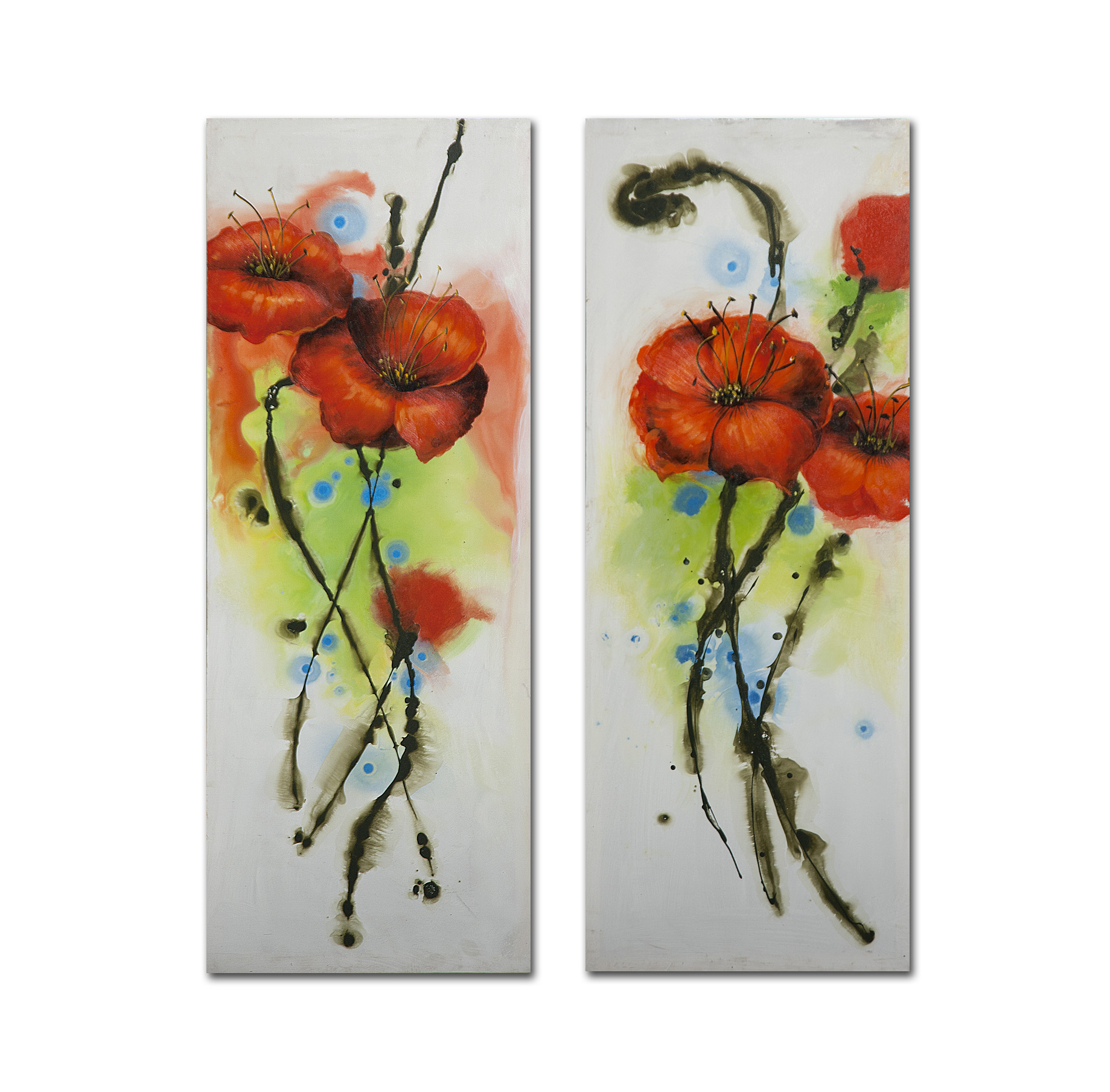 Blumen - Ölbild auf Leinwand 90 x 35 cm (nur im 2er-Set lieferbar)