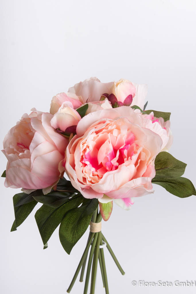 Pfingstrosenbündel mit 4 Blüten und 4 Knospen Farbe: rosa