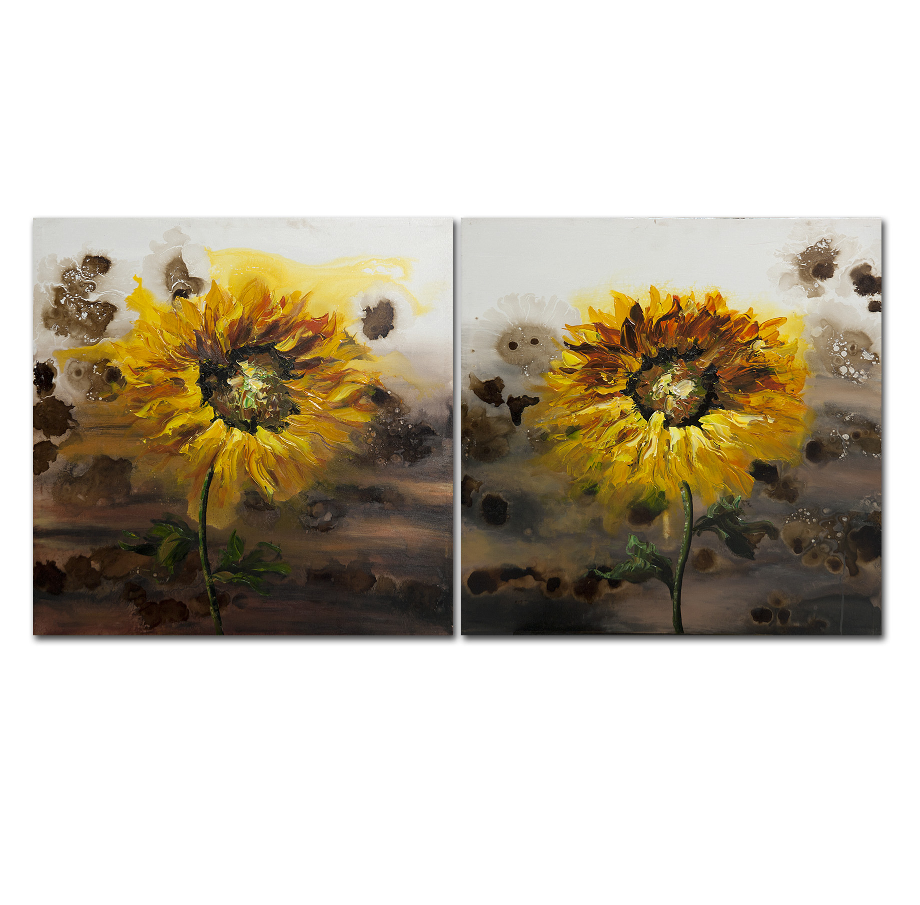 Sonnenblumen - Ölbild auf Leinwand 80 x 80 cm (nur im 2er-Set lieferbar)