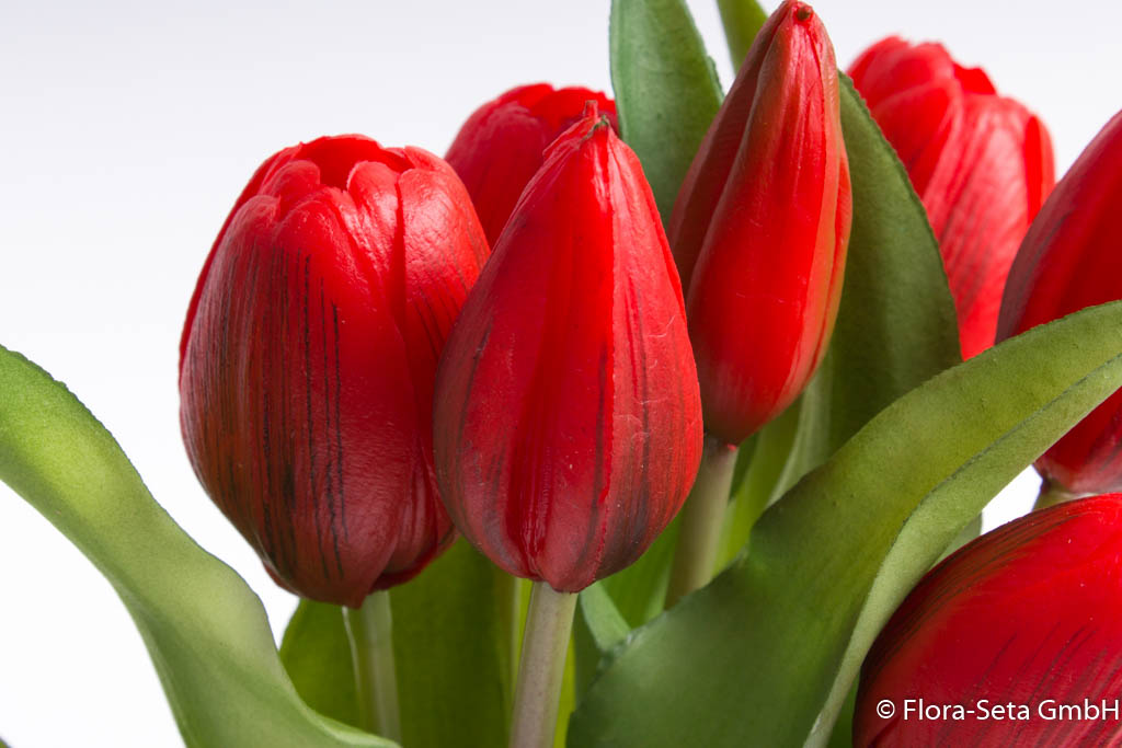 Tulpenbündel Sally mit 4 Tulpen und 3 Tulpenknospen Farbe: rot "real Touch"