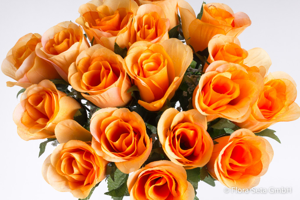 Rosenstrauß mit Schleierkraut und 18 Blüten Farbe: orange