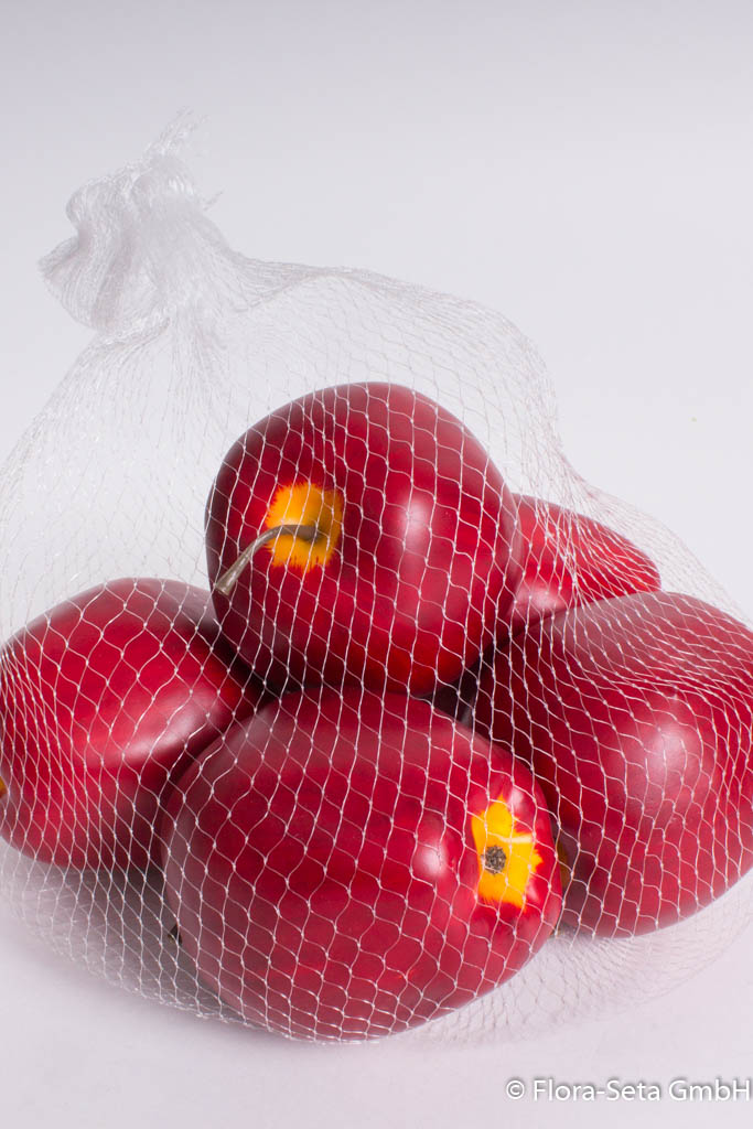 Äpfel im Netz (1 Einheit = 5 Stück) Farbe: dunkelrot