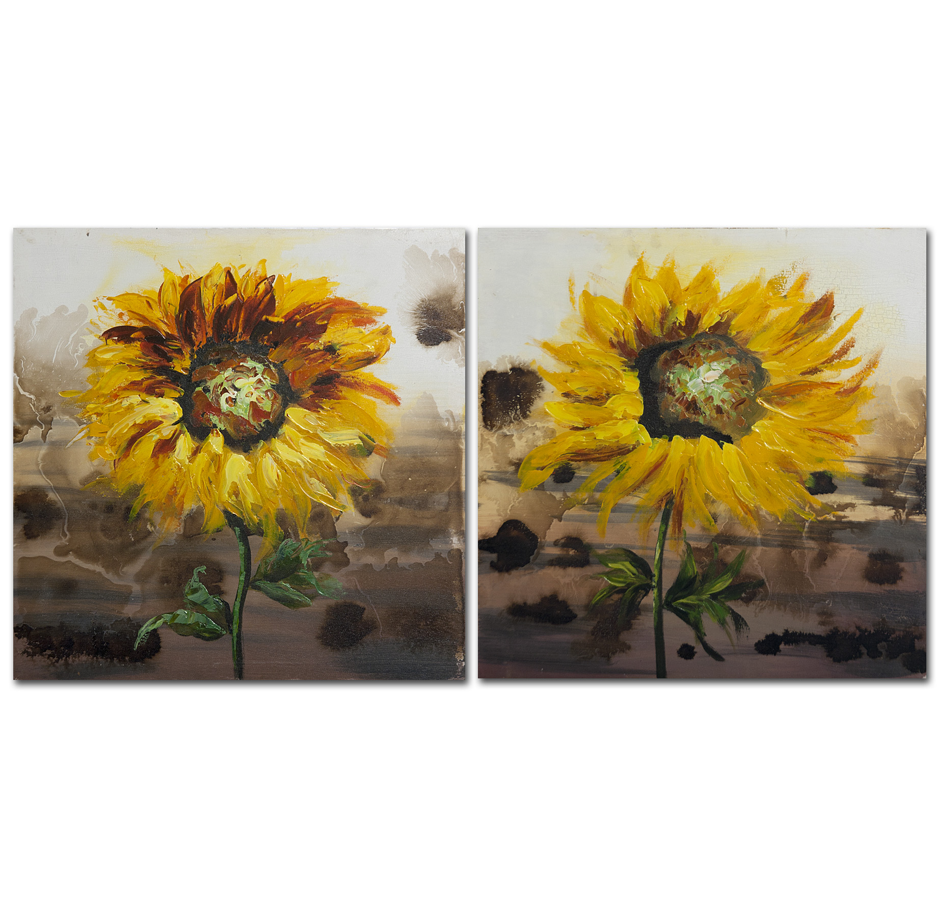 Sonnenblumen - Ölbild auf Leinwand 50 x 50 cm (nur im 2er-Set lieferbar)