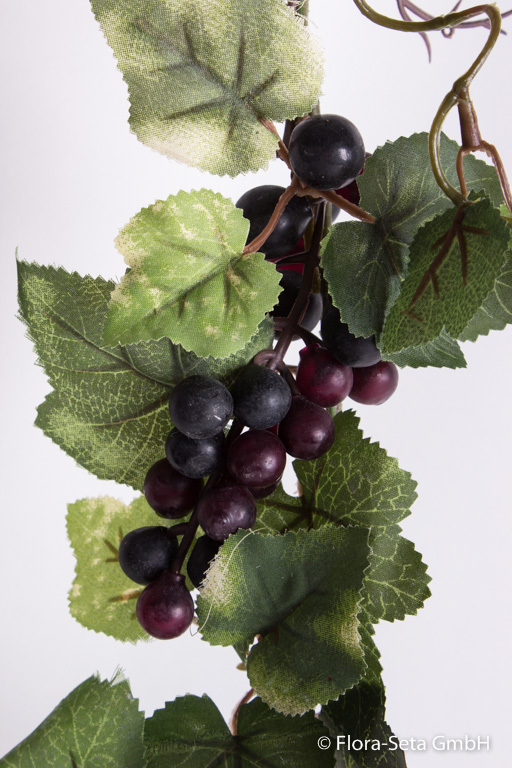Weinlaubgirlande mit weinrot/dunkelblauen Weintrauben