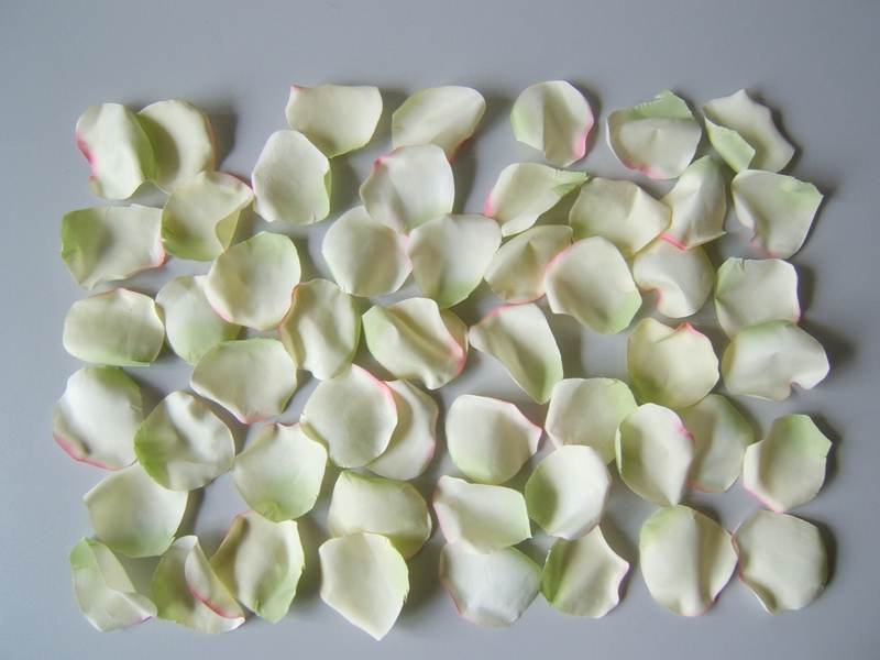 Rosenblütenblätter in Klarsichtpackung (Inhalt ca. 55 Blätter) Farbe: creme-hellgrün