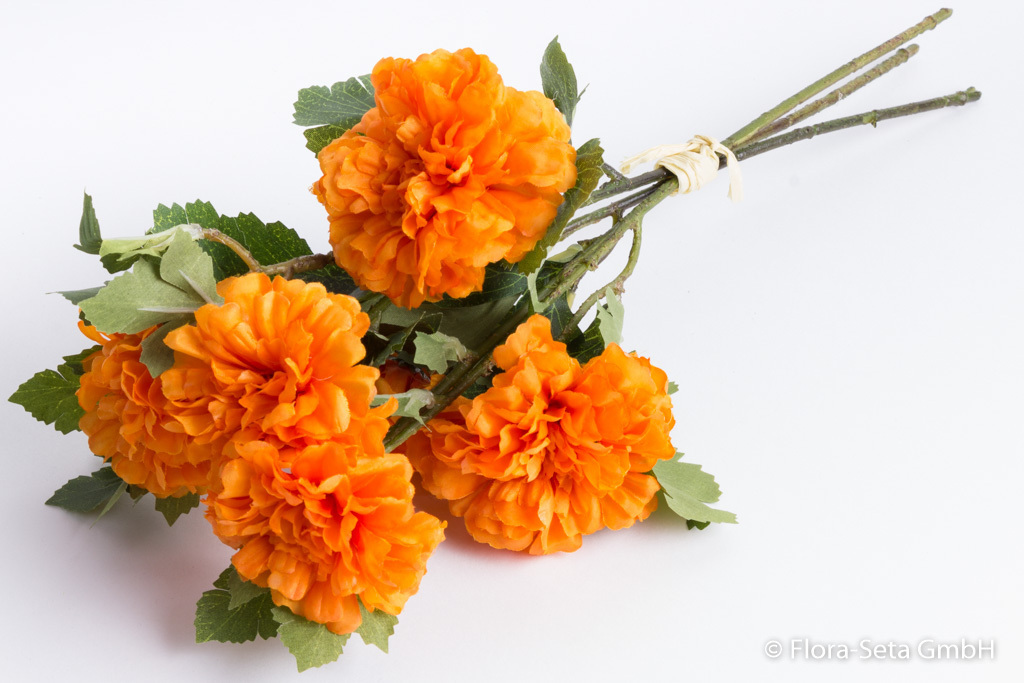 Tagetesbund (Studentenblume) mit 3 Stielen und 6 Blüten Farbe: orange